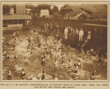 872191 Afbeelding van de zomerse drukte in het kinderbad van de zweminrichting De Liesbosch (Utrechtsestraatweg 111) te ...